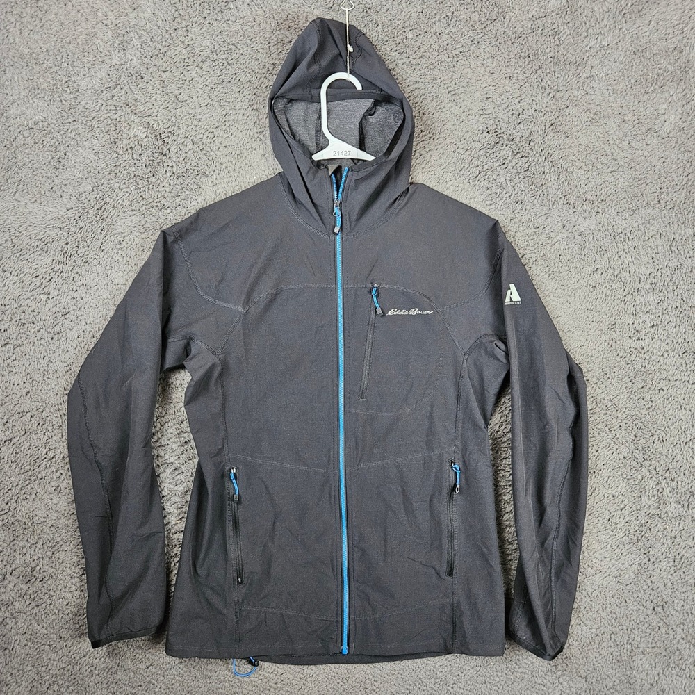 Eddie Bauer First Ascent Mens Small‎ Gray Full Zip Hooded Softshell Jacket